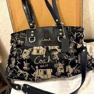 Coach Ashley Horse and Carriage  Black with silver hardware